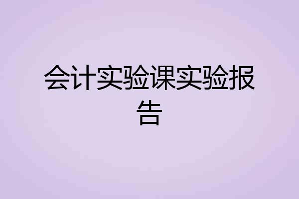 会计实验课实验报告