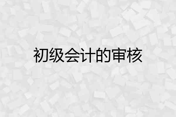 初级会计的审核