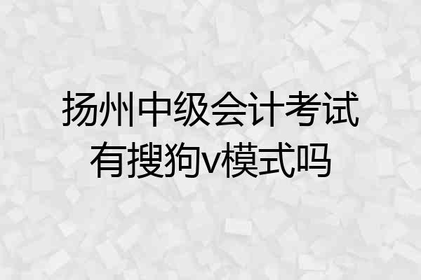 扬州中级会计考试有搜狗v模式吗