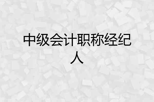 中级会计职称经纪人