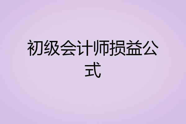 初级会计师损益公式