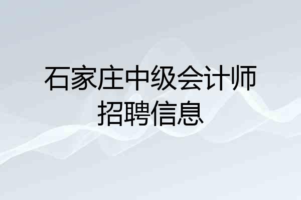 石家庄中级会计师招聘信息