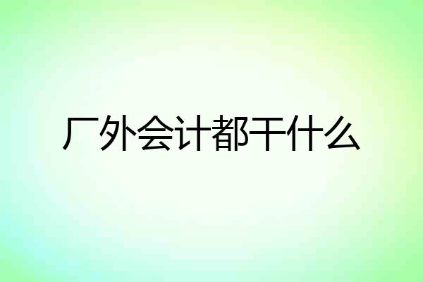 厂外会计都干什么