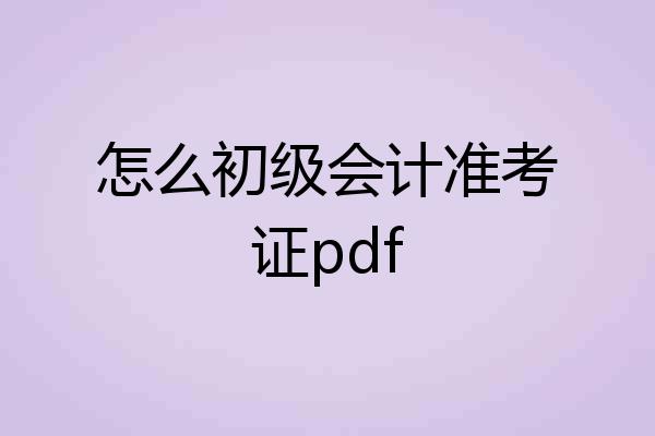 怎么初级会计准考证pdf