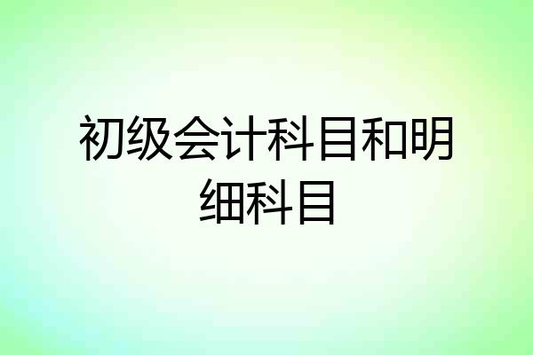 初级会计科目和明细科目