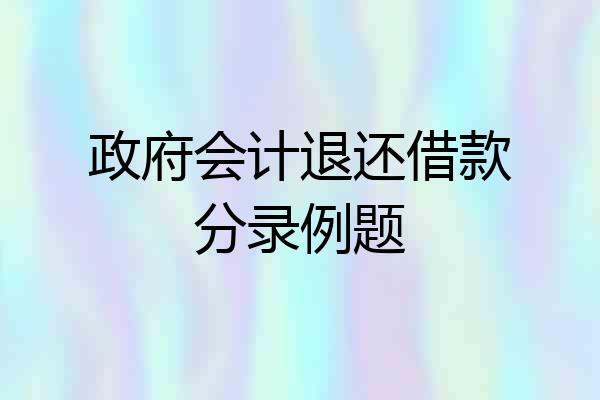 政府会计退还借款分录例题