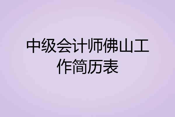 中级会计师佛山工作简历表