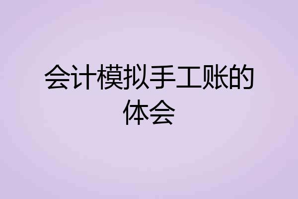 会计模拟手工账的体会