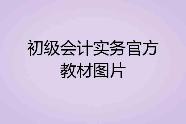 初级会计实务官方教材图片
