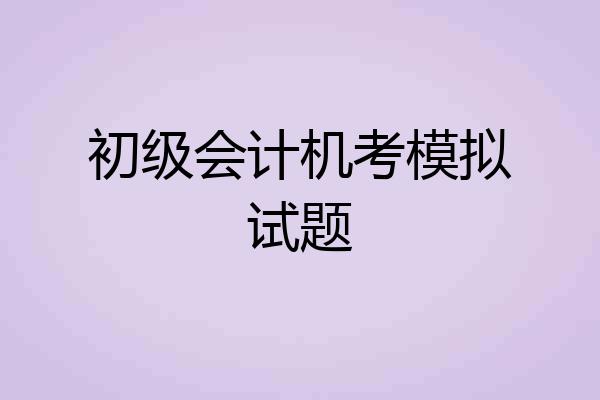初级会计机考模拟试题