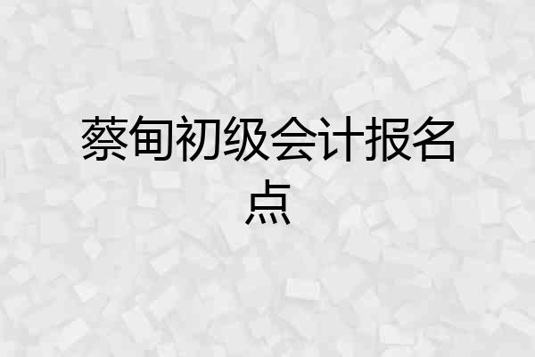 蔡甸初级会计报名点