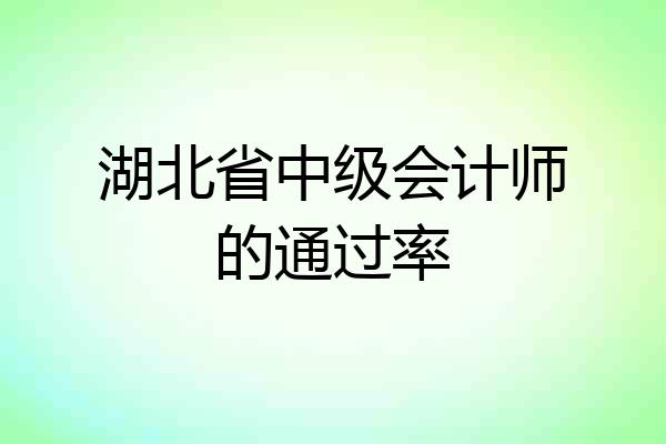 湖北省中级会计师的通过率