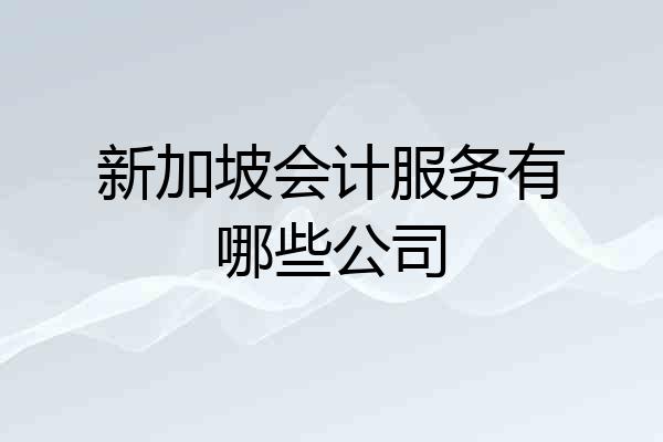 新加坡会计服务有哪些公司