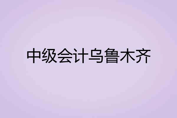 中级会计乌鲁木齐