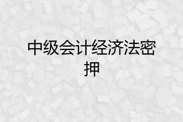 中级会计经济法密押