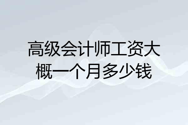 高级会计师工资大概一个月多少钱
