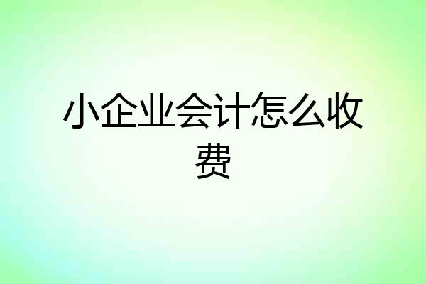 小企业会计怎么收费