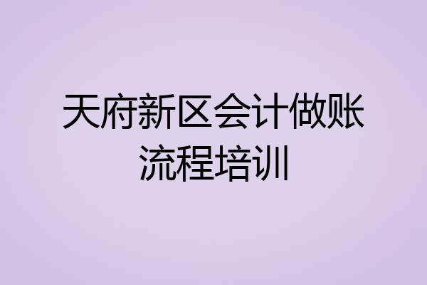 天府新区会计做账流程培训