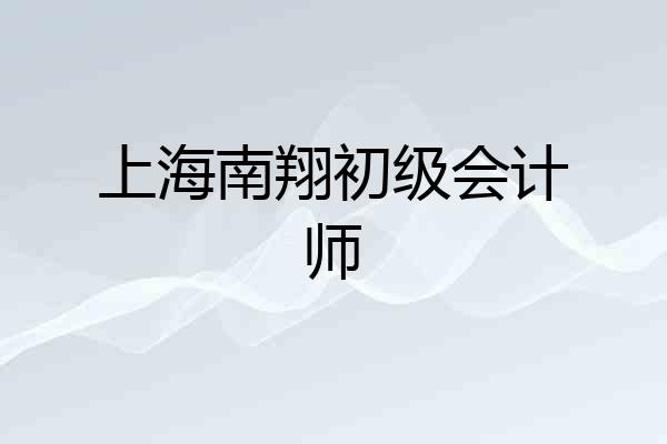 上海南翔初级会计师