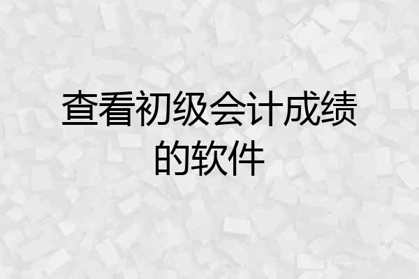 查看初级会计成绩的软件
