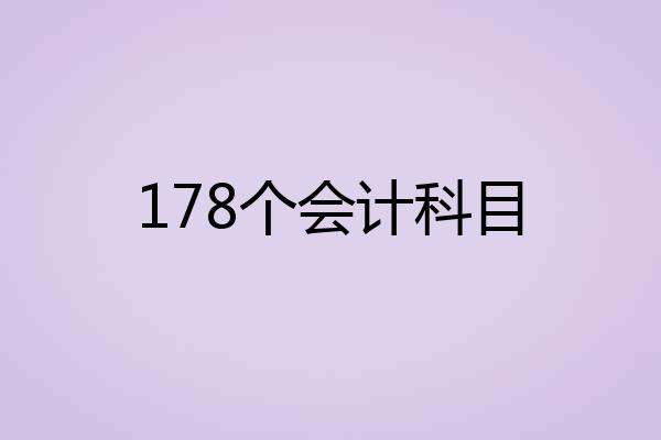 178个会计科目