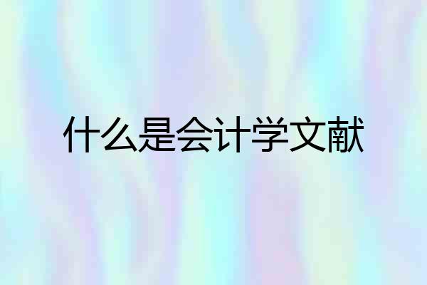 什么是会计学文献