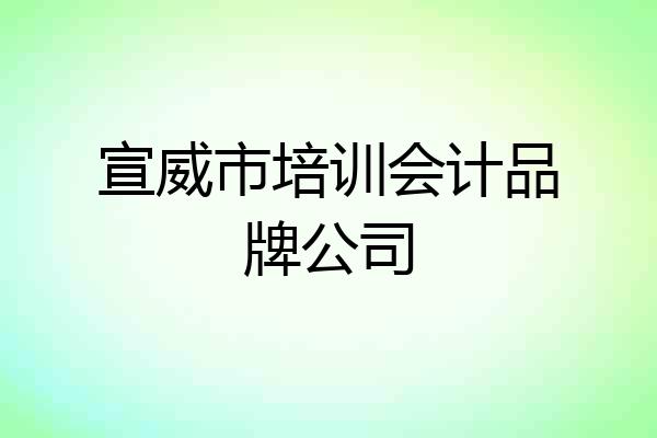 宣威市培训会计品牌公司