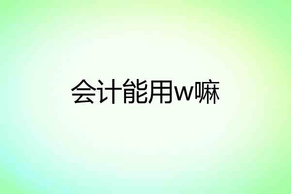 会计能用w嘛