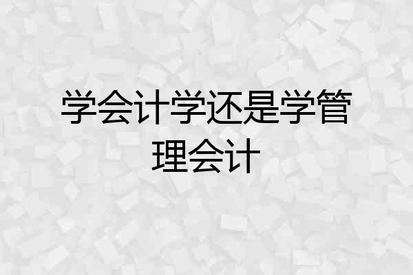 学会计学还是学管理会计