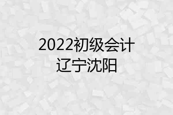 2022初级会计辽宁沈阳
