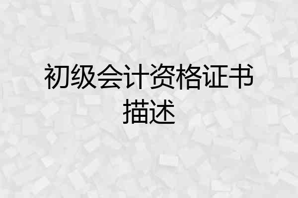 初级会计资格证书描述