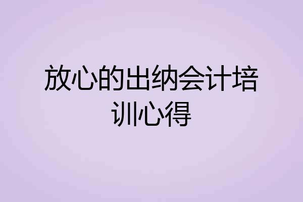 放心的出纳会计培训心得
