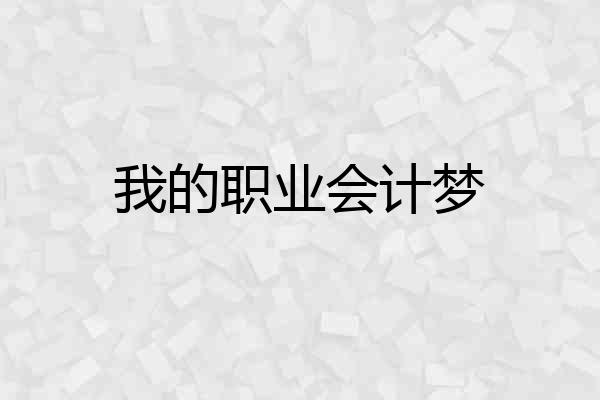 我的职业会计梦
