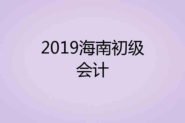 2019海南初级会计