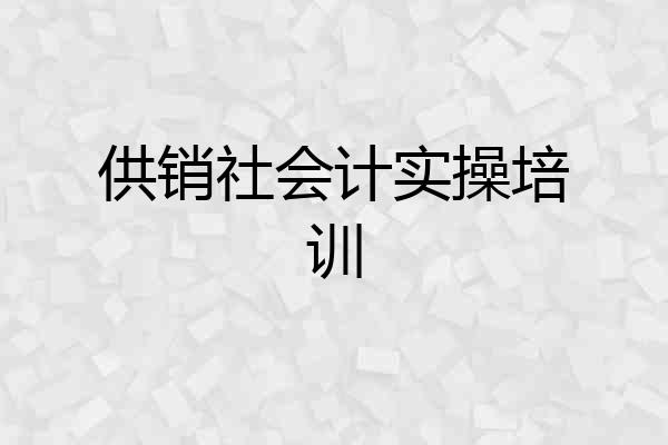 供销社会计实操培训