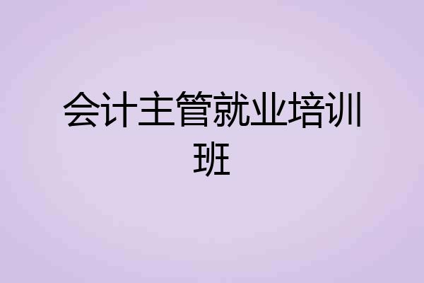 会计主管就业培训班