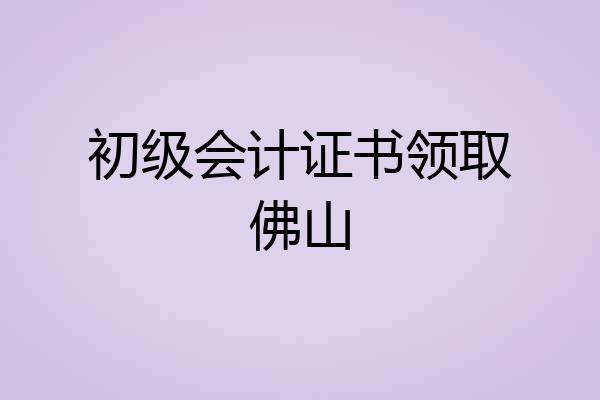 初级会计证书领取佛山