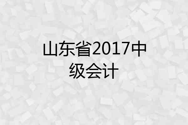 山东省2017中级会计