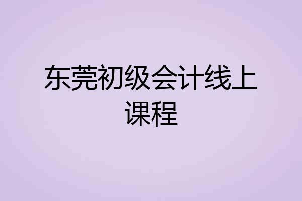 东莞初级会计线上课程