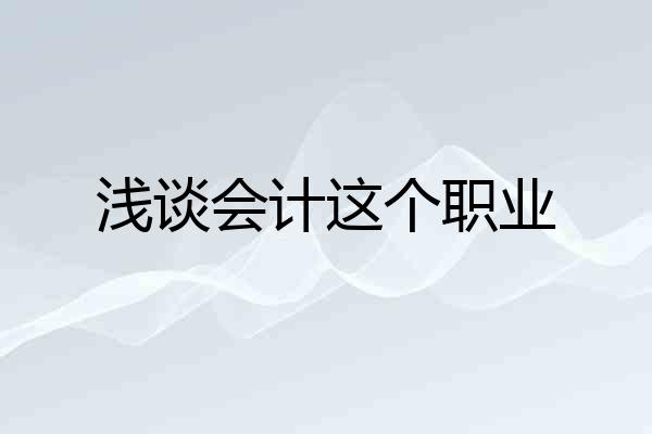 浅谈会计这个职业