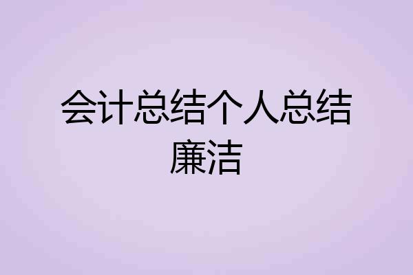 会计总结个人总结廉洁