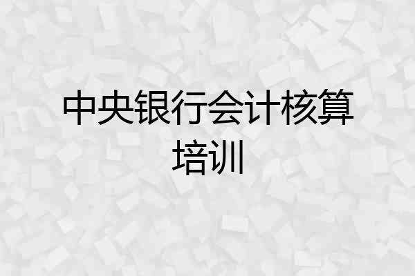 中央银行会计核算培训