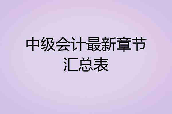 中级会计最新章节汇总表