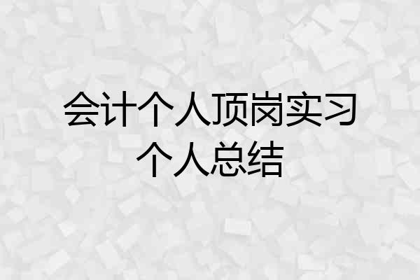 会计个人顶岗实习个人总结