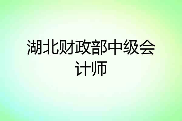 湖北财政部中级会计师