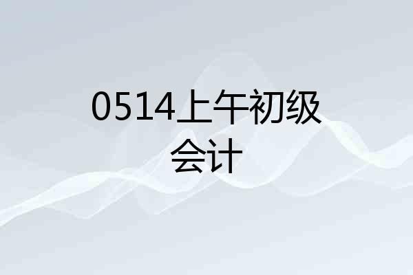0514上午初级会计