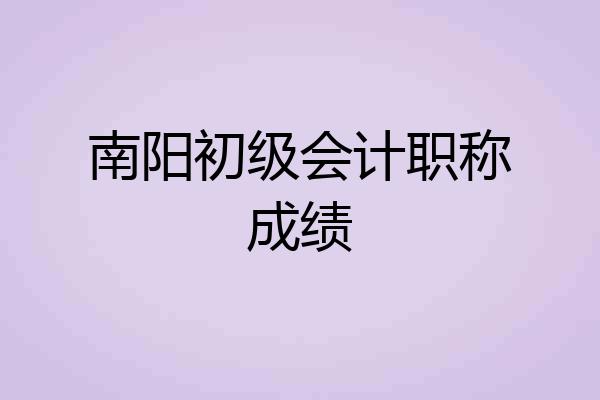 南阳初级会计职称成绩