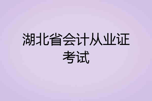 湖北省会计从业证考试