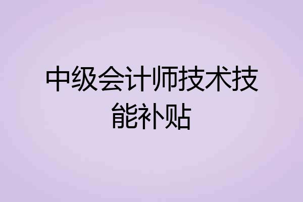 中级会计师技术技能补贴
