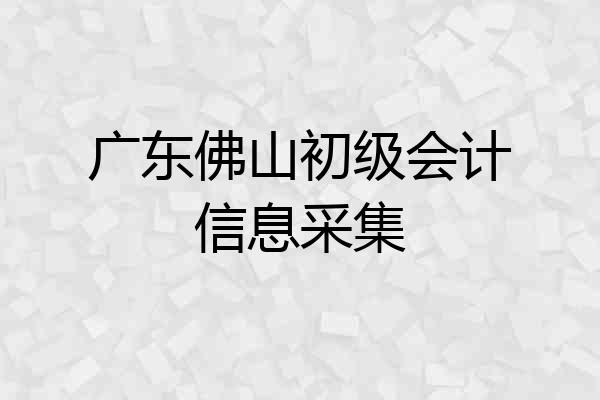 广东佛山初级会计信息采集
